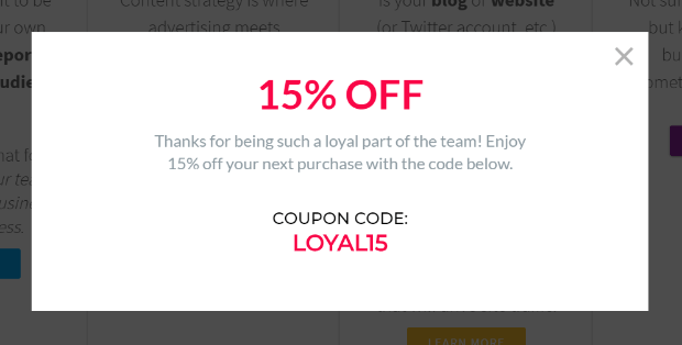 subscriber coupon popup